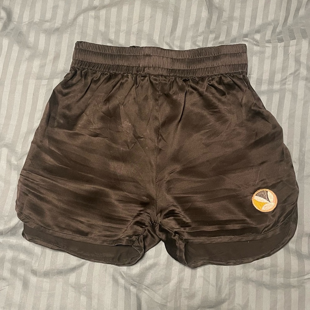 100% Silk playboy big bunny black Short shorts basketball mulberry booty